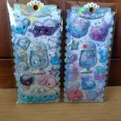 新品未開封　ウォーターシール２枚セット　海の生き物　シマエナガ