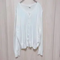 H&M カーディガン Vネック シンプル 無地 XL 白 レーヨン 羽織り