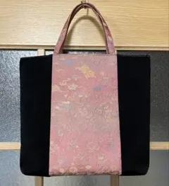 SALE】衿秀 トートバッグ A4 お稽古バッグ 綿 小紋柄 黒地 - メルカリ