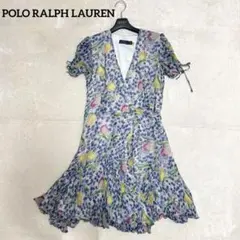 美品 ポロラルフローレン QRタグ 近年モデル 花柄 カシュクール ワンピース