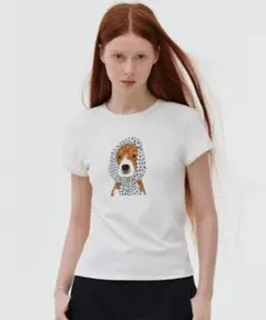 Fano Studios 犬イラスト 半袖Tシャツ ホワイト