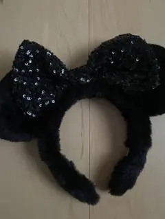 ミニー　 黒　スパンコール　カチューシャ　ファー