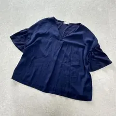 アースミュージック＆エコロジー〔F〕異素材フレア袖カットソー Ｖネック ゆったり