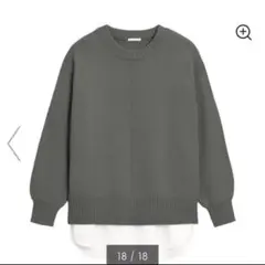 新品未使用 GU シャツテールコンビネーションセーター DARK GRAY L