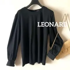 レオナールLEONARD ギャザーシャーリングテーラードジャケット 花柄 黒 