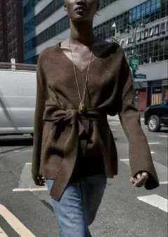 ZARA ベルト付きニットカーディガン