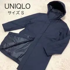 極美品 24AW 完売品 ユニクロ ハイブリッドダウンコート Sサイズ ネイビー