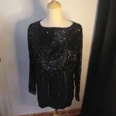 スパンコール　トップス　ダンス衣装　黒