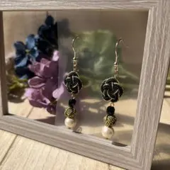 ハンドメイド　水引　ピアス　梅結び＋3連