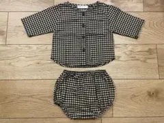 monbebe モンベベ　セットアップ　Sサイズ ギンガムチェック