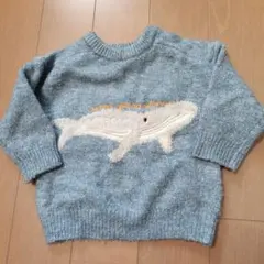 クジラ柄　ニット　ベビー　6-9　ブルー　ザラ　セーター