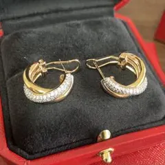 高品質　3連リング　トリニティ　フープピアス　ゴールド　シルバー　大人かわいい