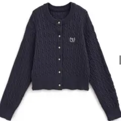 GRL 刺繍ケーブルニットボタンカーディガン ネイビー [lt81]