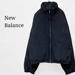ニューバランス(L)中綿ナイロンジャケット　ブルゾン　ジャンパーアウター黒　秋冬
