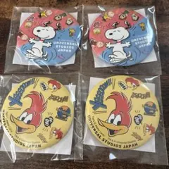 【新品未使用】スヌーピー・ウッディ缶バッジセット 4個