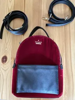 ショルダーバッグ　おしゃれ　黒　赤　ベルベット　レザー　本革 ケイトスペード
