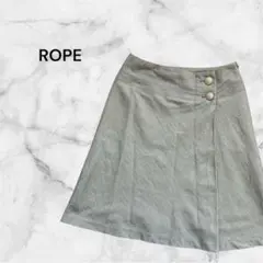 【ロペ】日本製 ひざ丈フレアスカート 綿麻混 キュプラ カジュアル グレー M