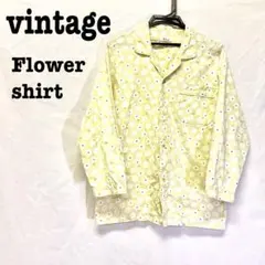 美品【 vintage 】花柄シャツ レトロシャツ　北欧デザイン