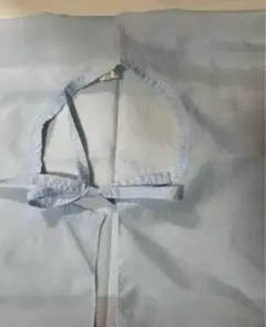 【美品】カトレア　刈布　カットクロス紐とめ　シワ加工　袖なし　水色　業務用　理容