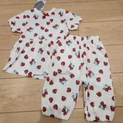 パジャマ　セットアップ　いちご　リボン　90　95　バースデイ　プティマイン