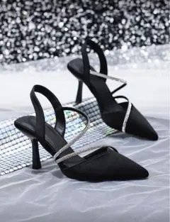 レディース　ハイヒール　パンプス　キラキラ 25.0 ブラック
