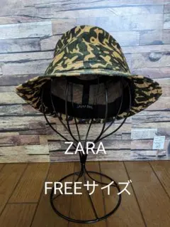 ZARA　メンズ　帽子　麦わらハット　迷彩柄　FREEサイズ　美品✨