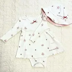 ジェラートピケ　ケーキモチーフロンパース+帽子baby ベビー　女の子　70