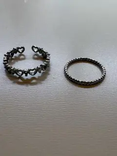 リング シルバー ハート 細め セット