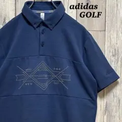 アディダス　adidas GOLF ポロシャツ　半袖　ボタンダウン　ネイビー
