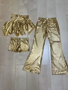 ダンス衣装3点セット　ゴールドステージ　伸縮性ズボン・ホットパンツ・スカートのサムネイル