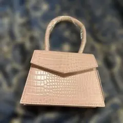 ピンク クロコダイル風ハンドバッグ末使用