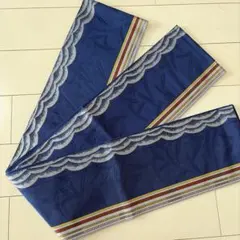 h*i様 ■C228■正絹■本場筑前博多織　証紙付　青藍色　リバーシブル　半幅帯