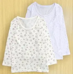 西松屋　長袖　肌着　女の子　ねこ　ハート　紫　秋　冬　120 二枚セット