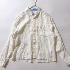 リネン100%✨ブルックスブラザーズ ボタンダウン 白シャツ ホワイト L