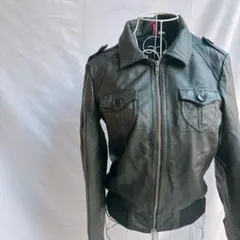 リアルレザー⭐️38 H&M DIVIDED 本革 ライダースジャケット ブラック