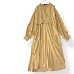 SUGAR SPOON レイヤードシャツワンピース　ロングワンピース　F 黄色