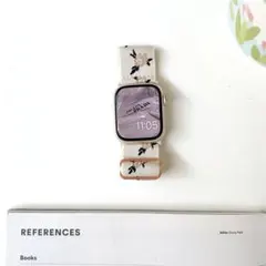 Apple Watch バンド レディース 花柄 かわいい 白 バラ Bサイズ