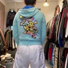 Ed Hardy グランジy2k 刺繍 パッチワーク ショート丈 ジップパーカーのサムネイル