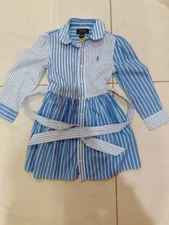 ポロラルフローレン　長袖ワンピース　3T 美品　ボーダー　腰紐付き