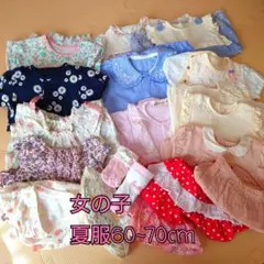 女の子 夏服ロンパースセット 60-70cm