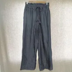 美品✦ELENCARE DUE ワイドデニムパンツ F ブルー ウエストゴム腰紐