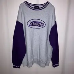 最終値下げ　XLARGE レトロクルーネックスウェット グレー×パープル　XL