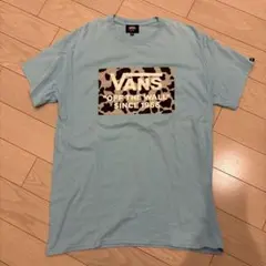 【希少・良品】VANS アニマル柄 ロゴプリント Tシャツ ライトブルー Mのサムネイル