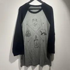 熊 焚き火 USA古着 シュガーランズ 企業ロゴ ラグランTシャツ キャンプのサムネイル