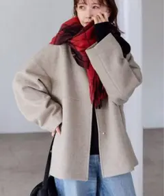 美品✨ ジャーナルスタンダード スーパー140ビーバーノーカラーショートコート