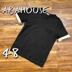 【美品】ABAHOUSEアバハウス シルケット天竺 配色Tシャツ 黒L.
