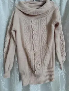 L'EST ROSE ベージュピンク ニットトップス