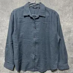 ユニクロ Lサイズ 長袖シャツ ダークグレー シンプル 羽織り