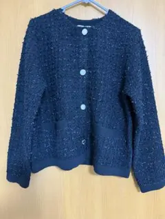 ALPHA CUBIC ツイードニットカーディガン Lサイズ