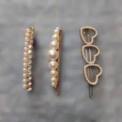パールとクリスタルのヘアピンセット